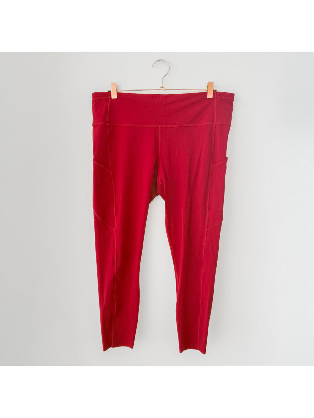 Lululemon Red High-Waist Leggings with Side Pockets Size 16